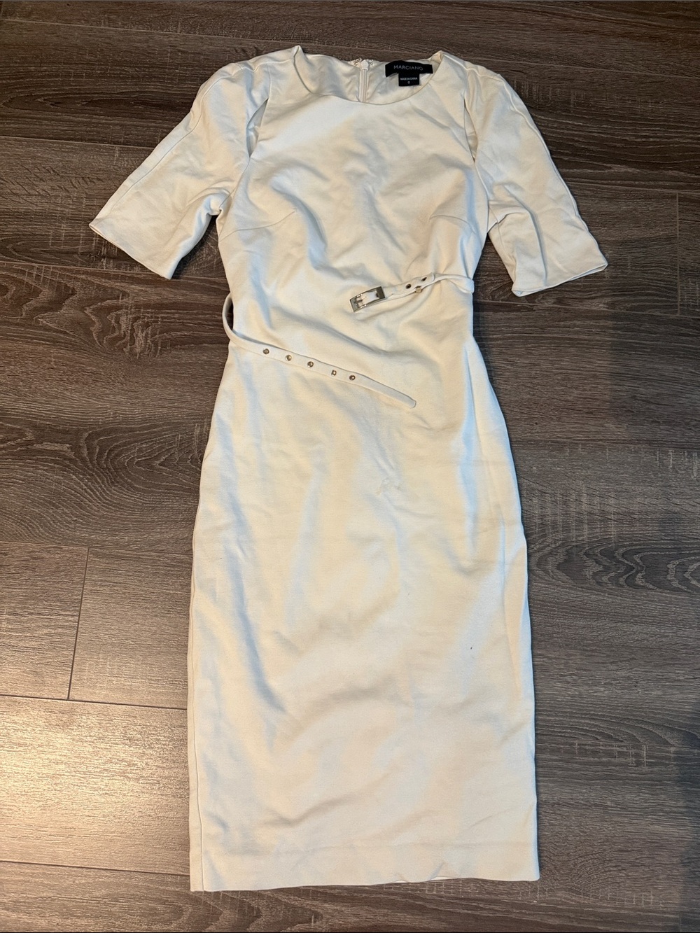 Marciano Ivory Belted Midi Dress